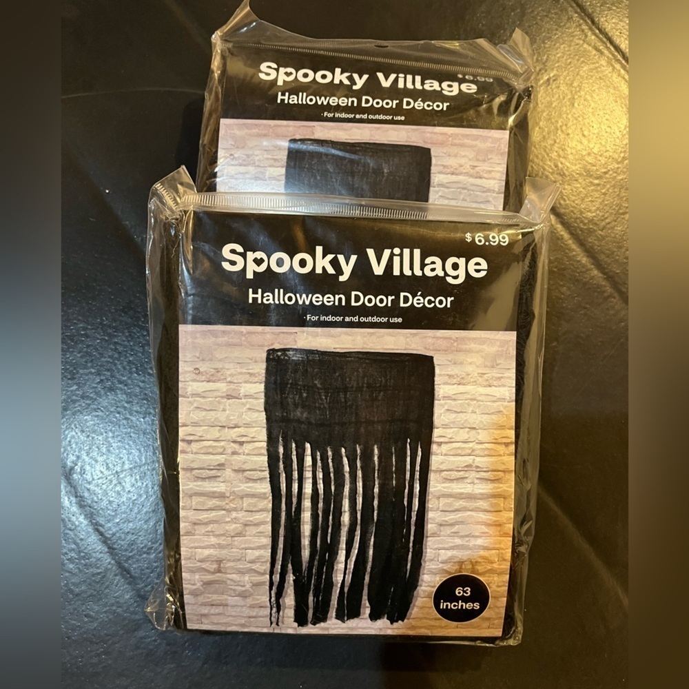 Spooky Village Door Decor 2 Packs Black Fringes. NWT.